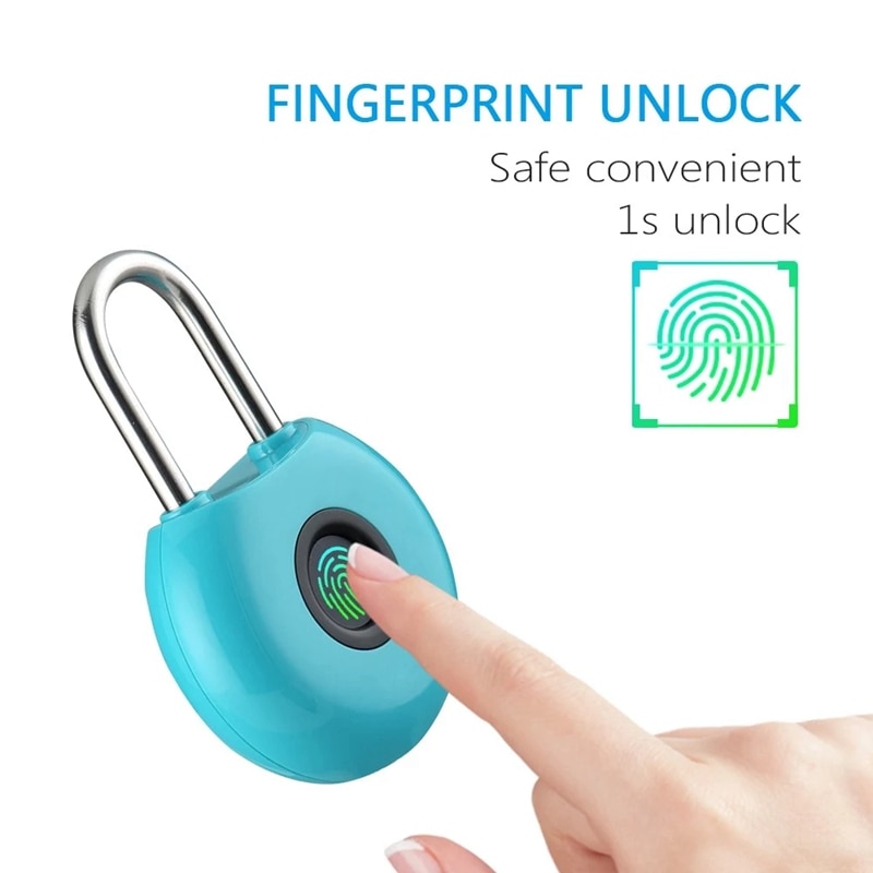 20 Groups Fingerprint Padlock Fingerprints Rechargeable Modern Locks for Lockers Bags Bicycle