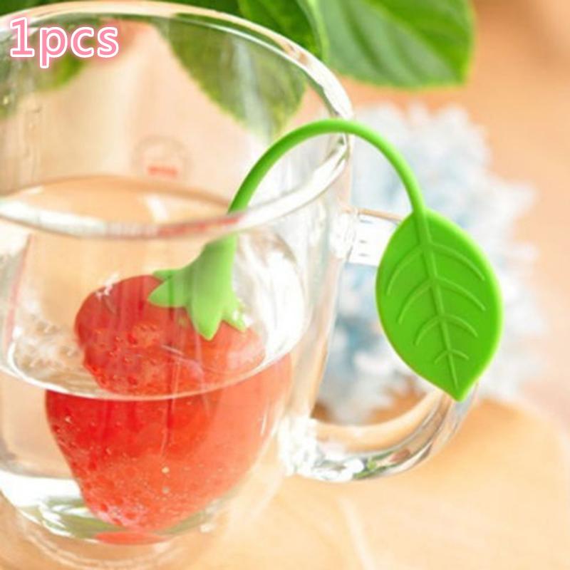 Leuke Aardbei Theezeefje Thee-ei Thee Storage Case Tassen Siliconen Losbladige Filter Diffuser Gereedschap Theewaar Thee Accessoires: Default Title