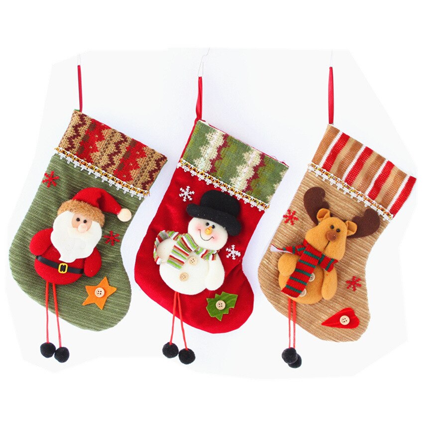 25*13cm 5 stk julesok santa snemand hjorte mønster taske til festival dekoration ,5 yc 7716