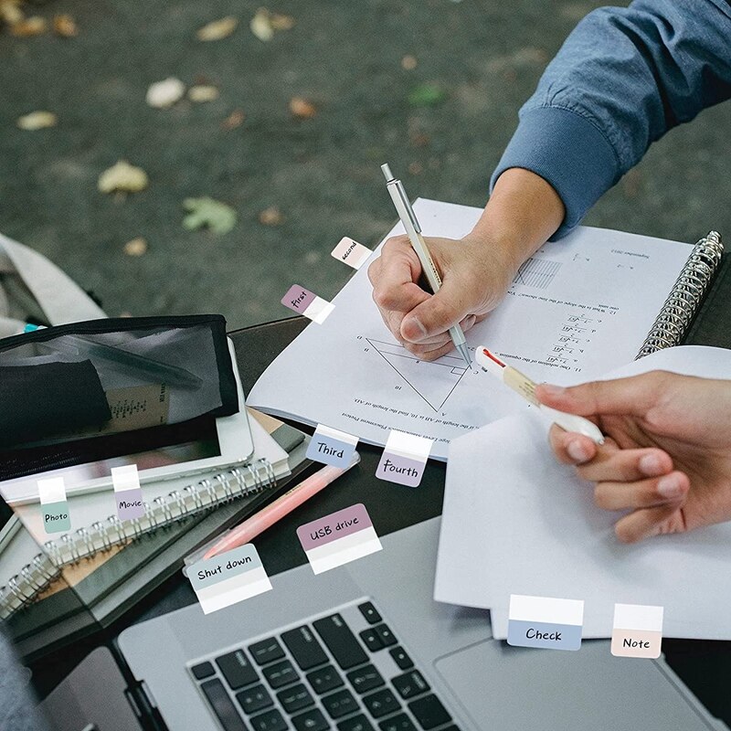 420 Pcs Sticky Index Tabs Self Adhesive Flag Tabs Writable And Repositionable File Tabs Flags Page Markers, 3 Sizes