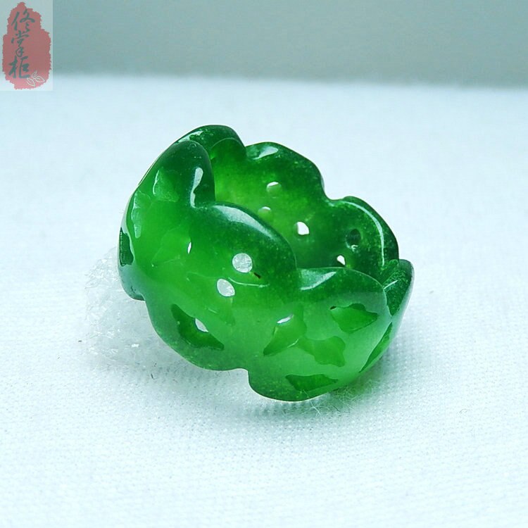 Jade ring delicate cyaan droog blauw ijzeren draak jade holle patroon jade ring voor mannen en vrouwen vinger ring