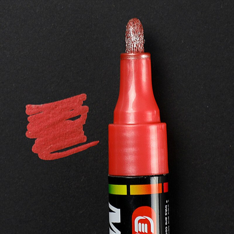 1 pcsPen Mark Pen Photo Album Scrapbook DIY 5 Colors Writing Dry Metal Pen Paint Pen Ceramic Glass Black Card 13.8CM: red