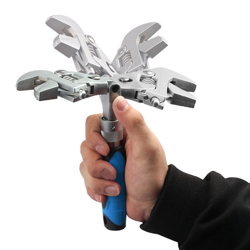 10 Inch Ratchet Adjustable Wrench 5-in-1 Torque Wrench Can Rotate And Fold 180 Degrees Fast Wrench Pipe Wrench Repair Tool