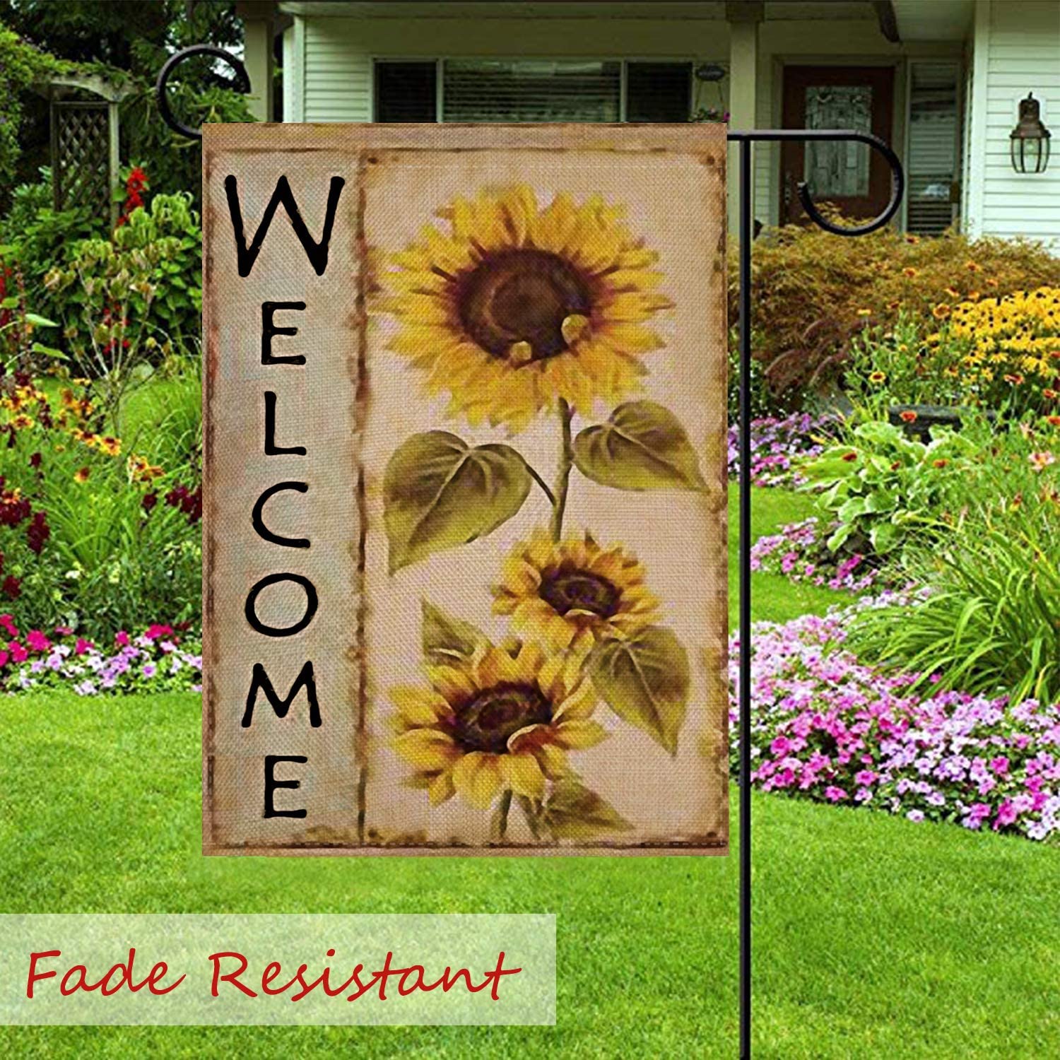 Selmad Welkom Zonnebloem Tuin Vlag Farm Sunshine Bloem Dubbelzijdig Herfst Seizoensgebonden Sweet Home Outdoor Vintage D & Eacute