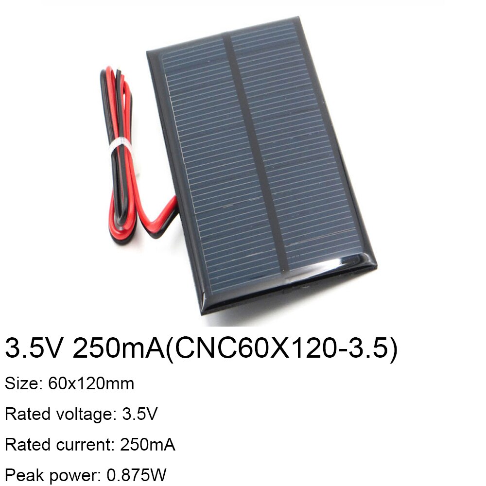 1PCS 1V 1.5V 2V 3V 3.5V Solar Panel With 30CM Wire Mini Solar System DIY For Battery Cell Phone Charger 300mA 500mA 0.3W 0.65W: 3.5V 250mA