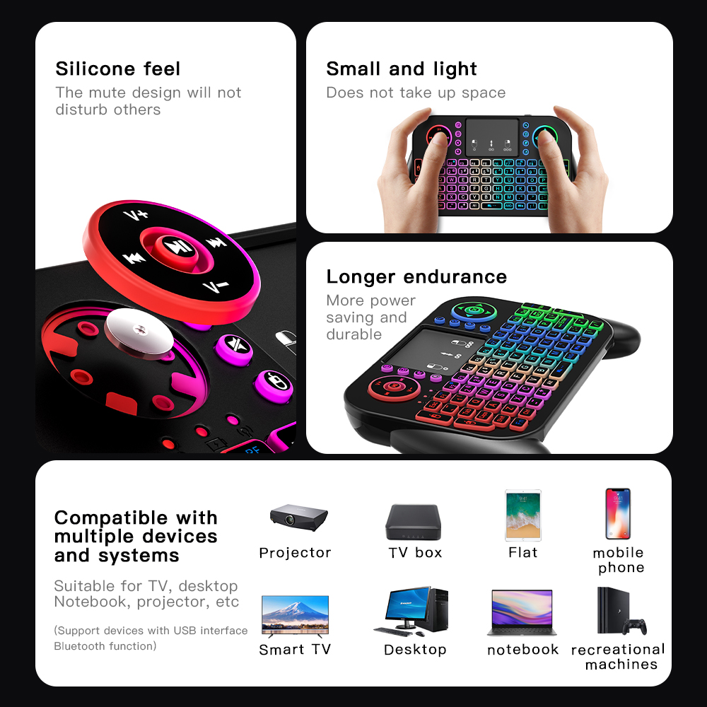 Mini Draadloos Toetsenbord V8 7 Achtergrondverlichting 2.4G Bluetooth Luchtmuis Afstandsbediening Touchpad Voor Android Tv Box