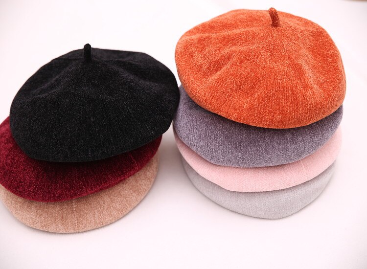 Franse Kunstenaar Ronde Baret Caps Herfst Meisjes Vrouwelijke Casual Katoen Chenille Baretten Caps Pet Gorros