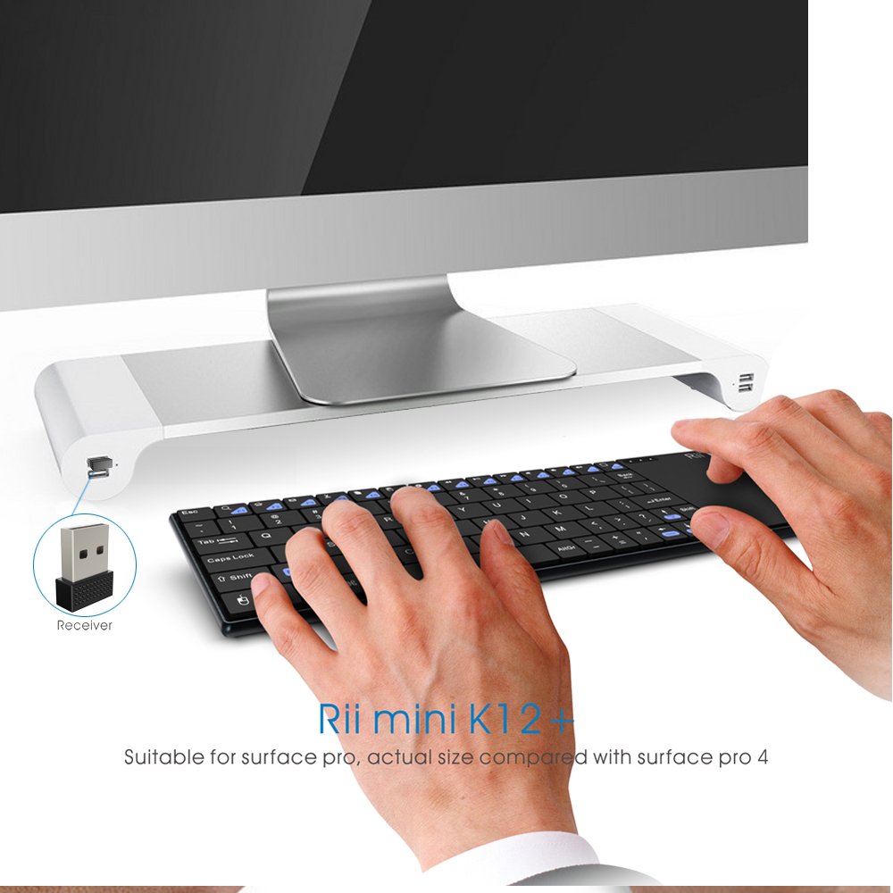 Clavier sans fil français (AZERTY) Rii mini K12 +/i12 + et clavier bluetooth azerty K12 + BT avec souris Touchpad pour tablette PC Android