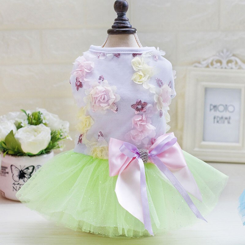 Sommer Felsen Kleine Hund Kleidung SchöNe Kleid Spitze Tüll Ärmellose Jacke Bowknot Chihuahua Yorkshire Pudel Prinzessin Kleid