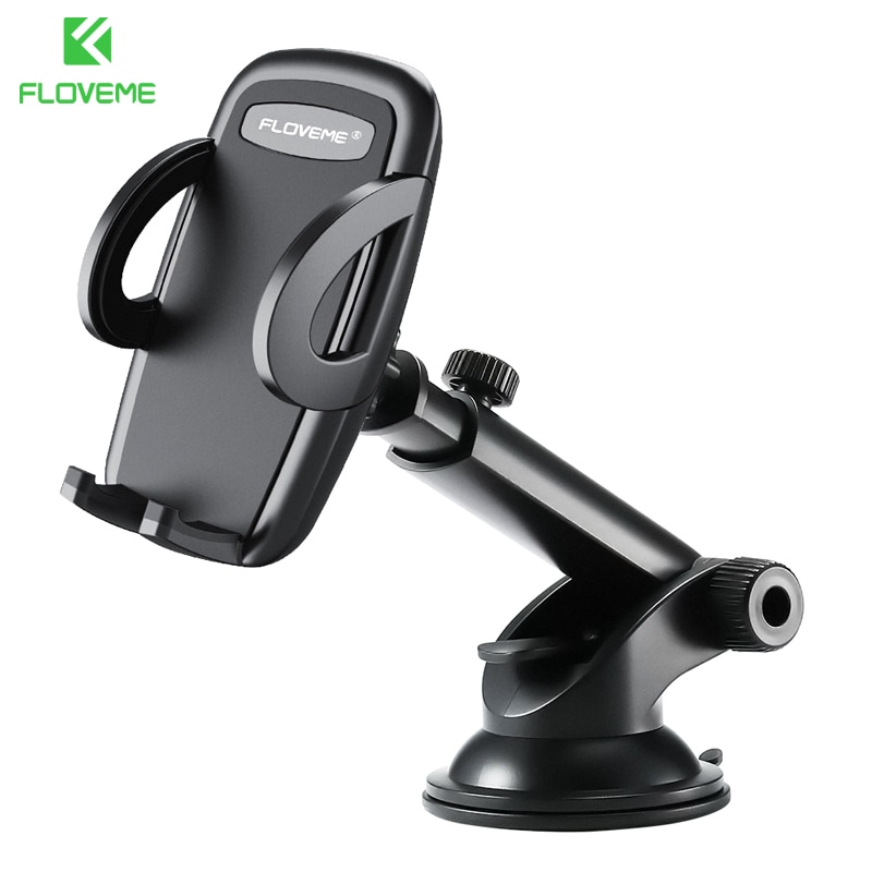 FLOVEME Car Phone Holder For iPhone XS MAX XR X Xiaomi 360 Rotate Dashboard Windshield Car Mount Mobile Holder For Phone Stand: Classic Black