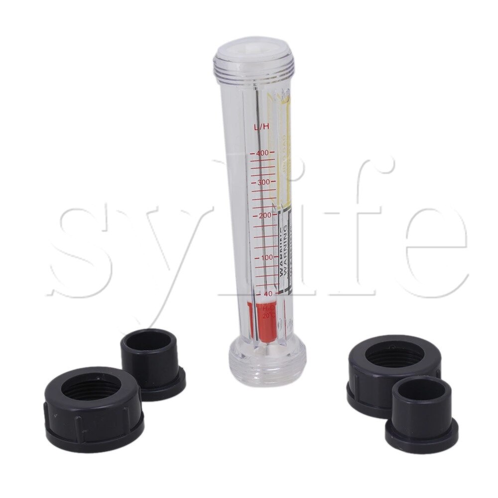 15mm Connector 40-400L/H Pipeline Water Liquid Flow Meter Flowmeter Grey Clear