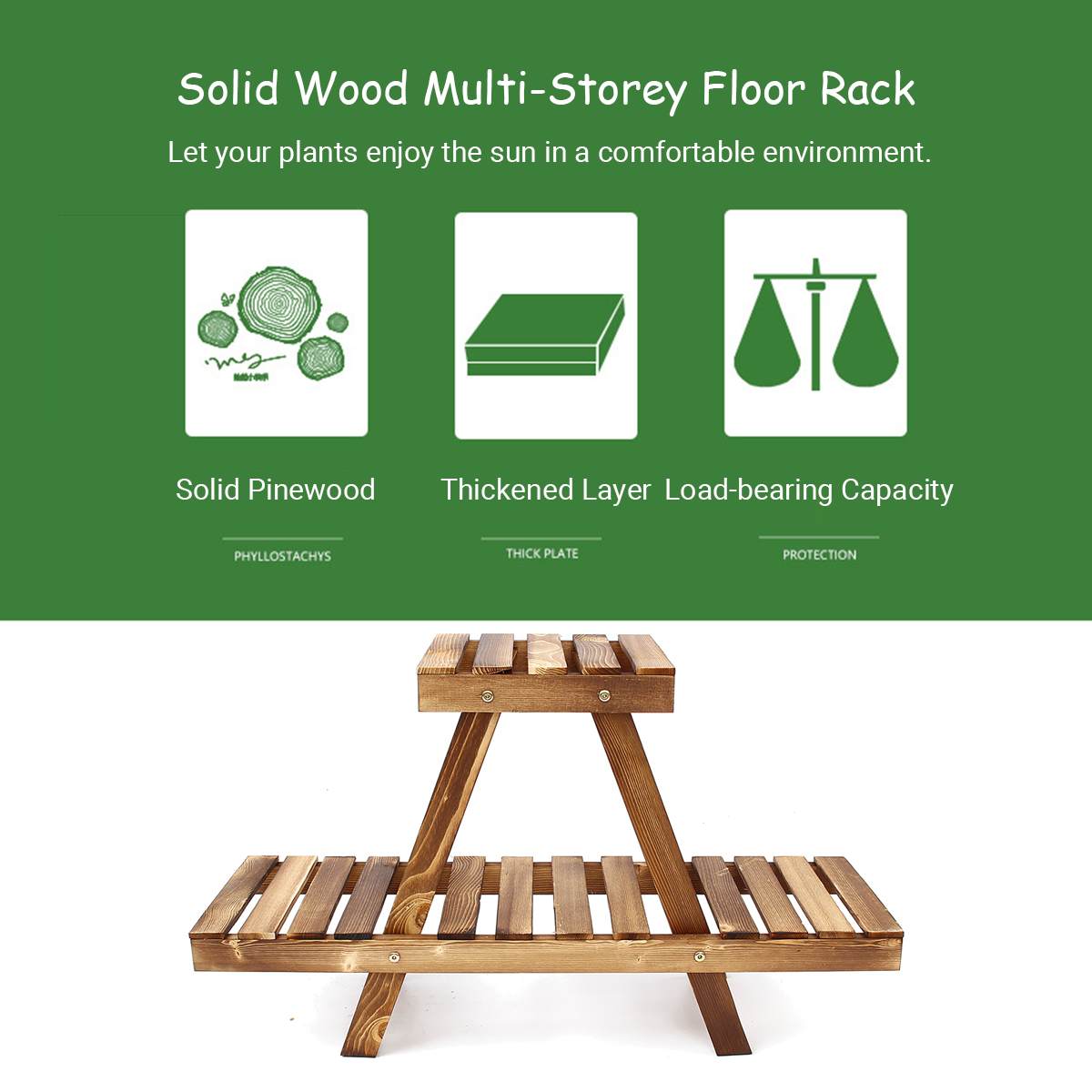 Bamboo Plant Flower Shelf Stand Flower Pot Rack Holder Garden Living Room Table Planter Display Stand Home Decor Indoor Outdoor
