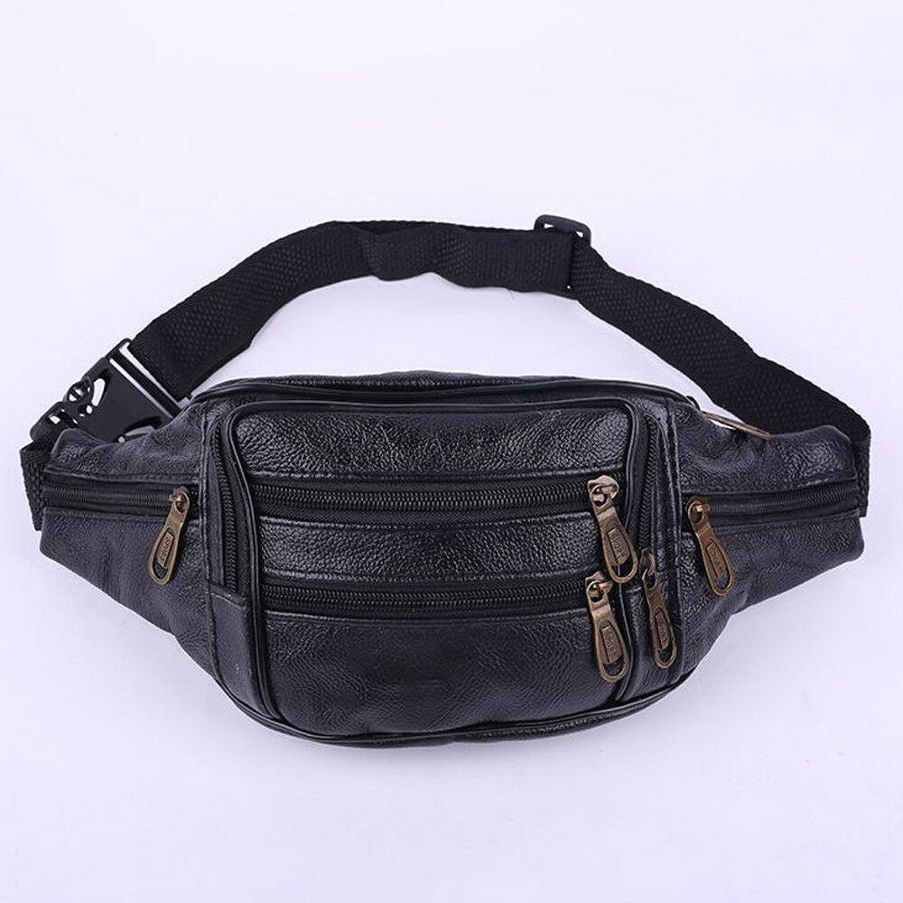 Brand Mannen PU Leer Hip Riem Fanny Pack Taille Purse sling Bag Wallet Purse Holder: Black