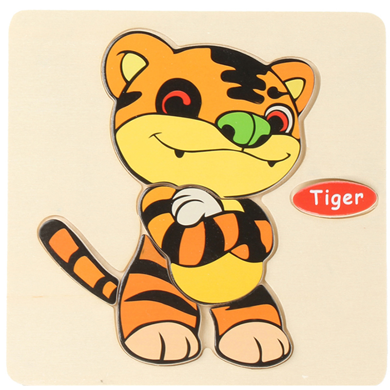 Di Puzzle Trama di Legno Animale Giocattoli Educativi di Apprendimento Precoce per I Bambini Per Bambini di Scuola Materna AN88: tiger