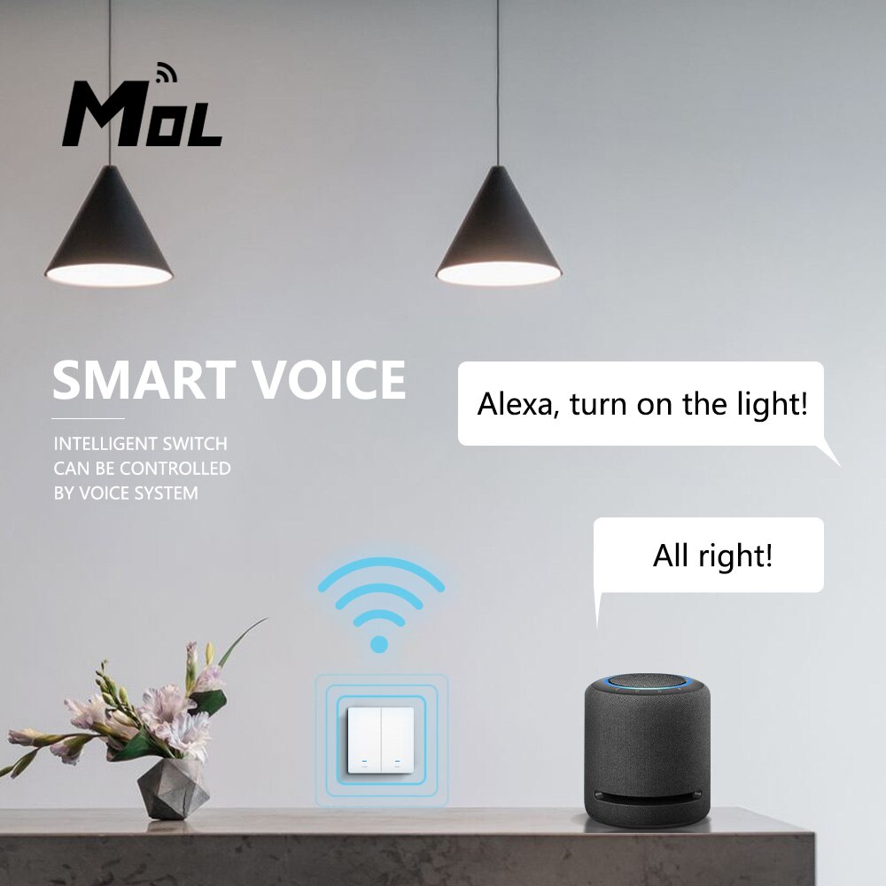 Tuya Wifi Smart Switch 86 Eu Lichtschakelaar Werken Met Alexa Google Home 1 2 3 Gang 2200W Muur schakelaar Voice Control Smart Leven App