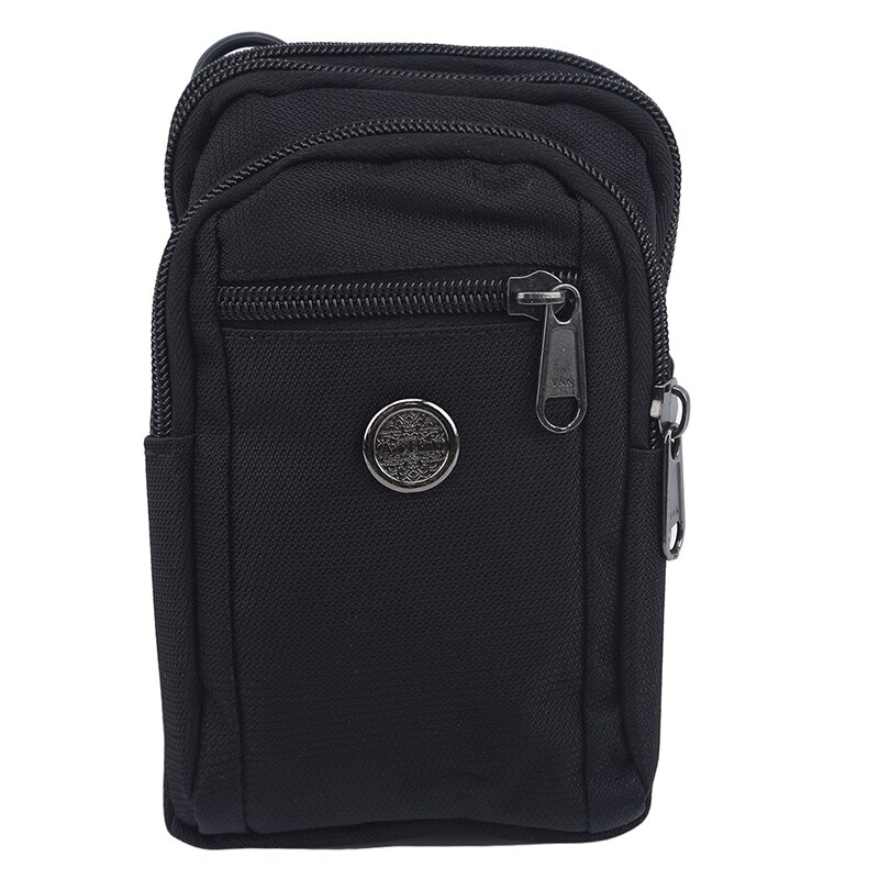 Multifunction Small Single Shoulder Bag & Crossbody Women Nylon Mobile Phone Waist Hanging Bag: black