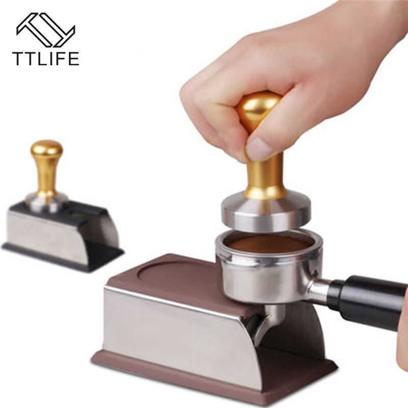 Ttlife 1Pcs Rvs Siliconen Espresso Koffie Tamper Stand Aanstampen Houder Rack Keuken Tool Koffie Accessoires Barista