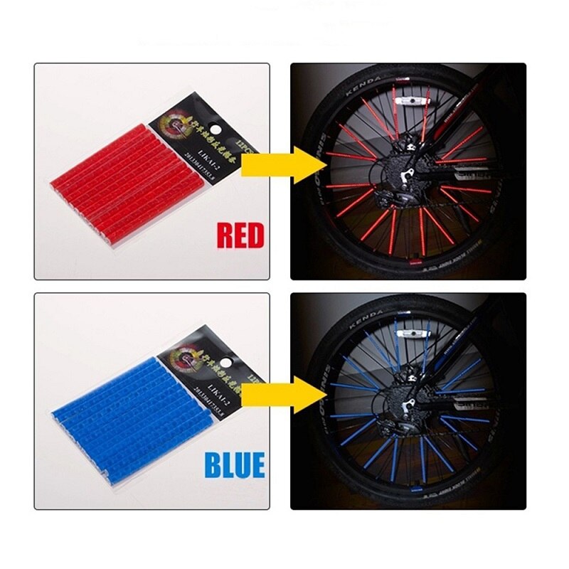 12Pcs 75Mm Bike Outdoor Strip Reflector Fiets Mountainbiken Velg Spoke Mount Buis Waarschuwingslampje Strip reflector