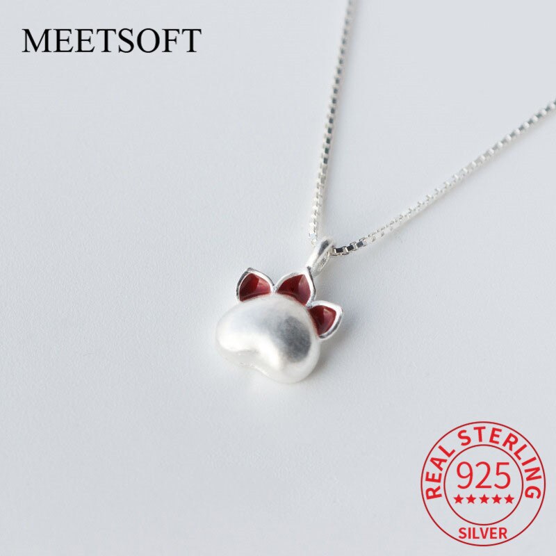Meetsoft romantische 925 niedliche katzenpfoten-anhänger aus sterlingsilber, speziell für diy-schmuckherstellung (ohne kette)