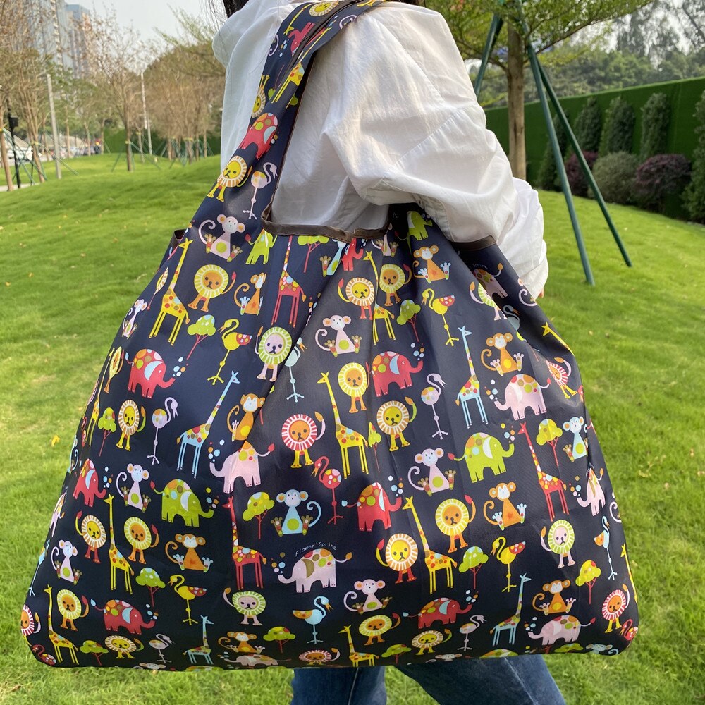 Herbruikbare-Boodschappentas-Kruidenier Tas-Handtas-Opbergtas-Opvouwbare Grote 50LB Leuke Reizen Opbergtas grote Handtas: 11040