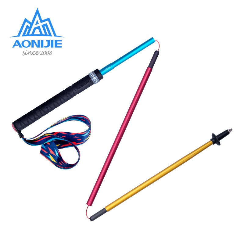 2PCS AONIJIE Light Weight Folding Collapsible Quick Lock Trekking Cane Pole Hiking Pole Clamp Trail Walking Stick Carbon Fiber