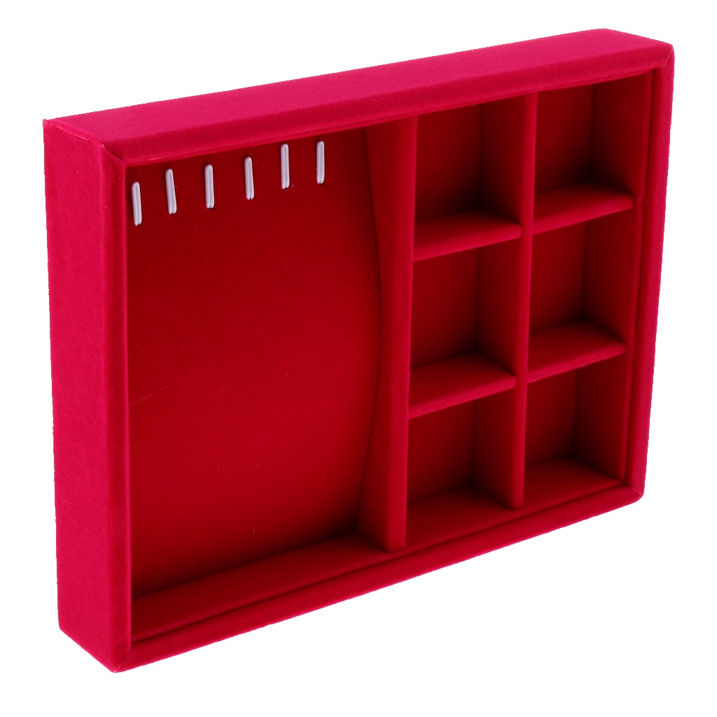 Portable Velvet Jewelry Ring Earring Insert Display Organizer Box Wooden Flat Stackable Tray Drawer Display Show Case
