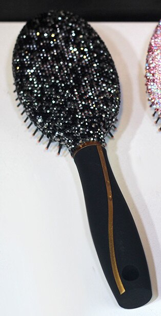 mango de madera espejo de maquillaje Meridiano de masaje Airbag peine portátil compacto mano de espejo para mujeres de viaje: Black Comb