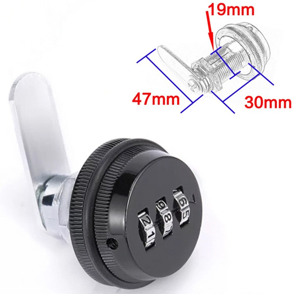 Combination Cabinet Lock 3-digit Password Key Less Drawer Locks Security Home Cam Lock Zinc Alloy Door Hardware for Mailbox: Black