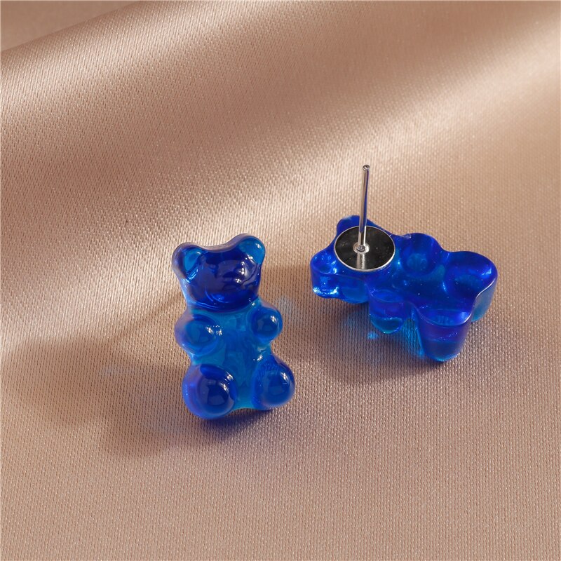 Nuovi colori caramelle Simpatici orsi gommosi Orecchini a bottone per le donne Dichiarazione di moda Orecchini pendenti con animali Regali per gioielli per feste per ragazze: Argento placcato