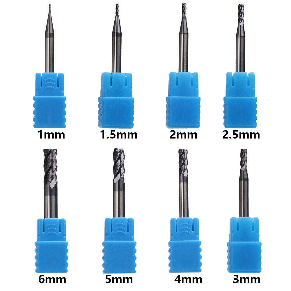 Endefres skjæringe 4 rille fres 1 1.5 2 2.5 3 4 5 6mm legert hardmetall wolfram stål fres endefres metall freser