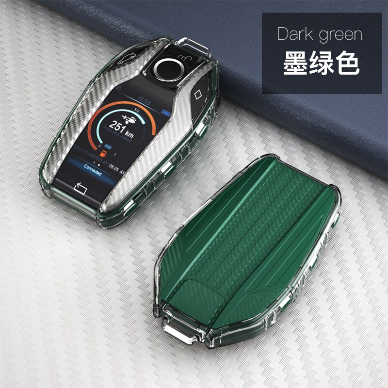 Bil fuld nøgle etui led display nøgle cover cover til bmw 5 7 serie  g11 g12 g30 g31 g32 i8 i12 i15 g01 x3 g02 x4 g05 x5 g07 x7: Grøn