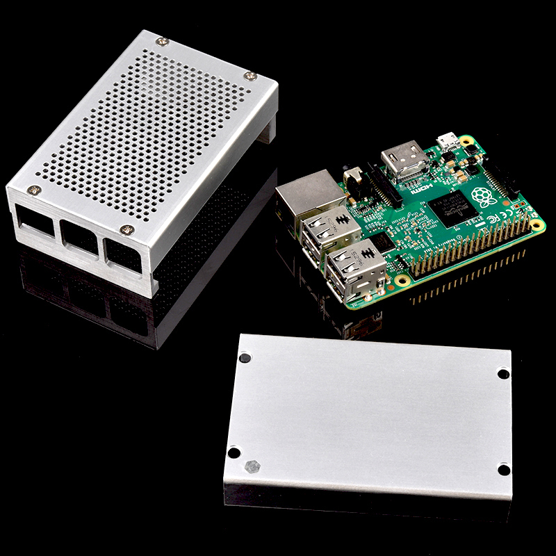 Boîtier métallique argenté Raspberry Pi 3, Compatible avec Raspberry Pi 3 modèle B +