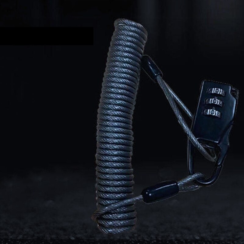 Cerradura para casco de motocicleta Cable negro duro PIN de combinación bloqueo mosquetón dispositivo protege su moto