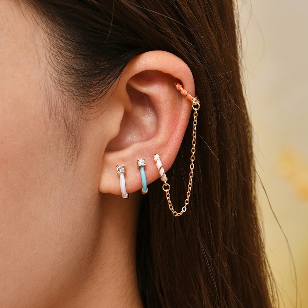 Nova moda zircão minúsculo huggie pequena argola brincos para mulheres meninas colorido esmalte orelha piercing fivela cartilagem brinco jóias