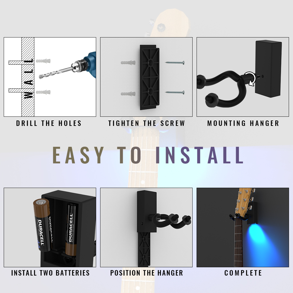 Naomi 4 kolory doprowadziło wieszak na gitarę uchwyt ścienny haczyk robić zawieszania akustyczna/elektryczna gitara opiekun dekoracyjna robić domu/ściana studio