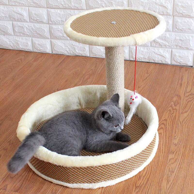 Cat Tree Toy Climbing Tree With Hammock Cat House Furniture Scratching Solid Wood Posts Jumping Training Toy