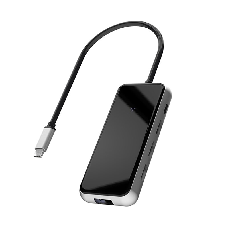 Multifunktion usb c hub adapter 8 in1 gigabit  rj45+ usb 3.0 x 3+ pd+hdmi+sd/minilæser usb hub til telefon bærbar