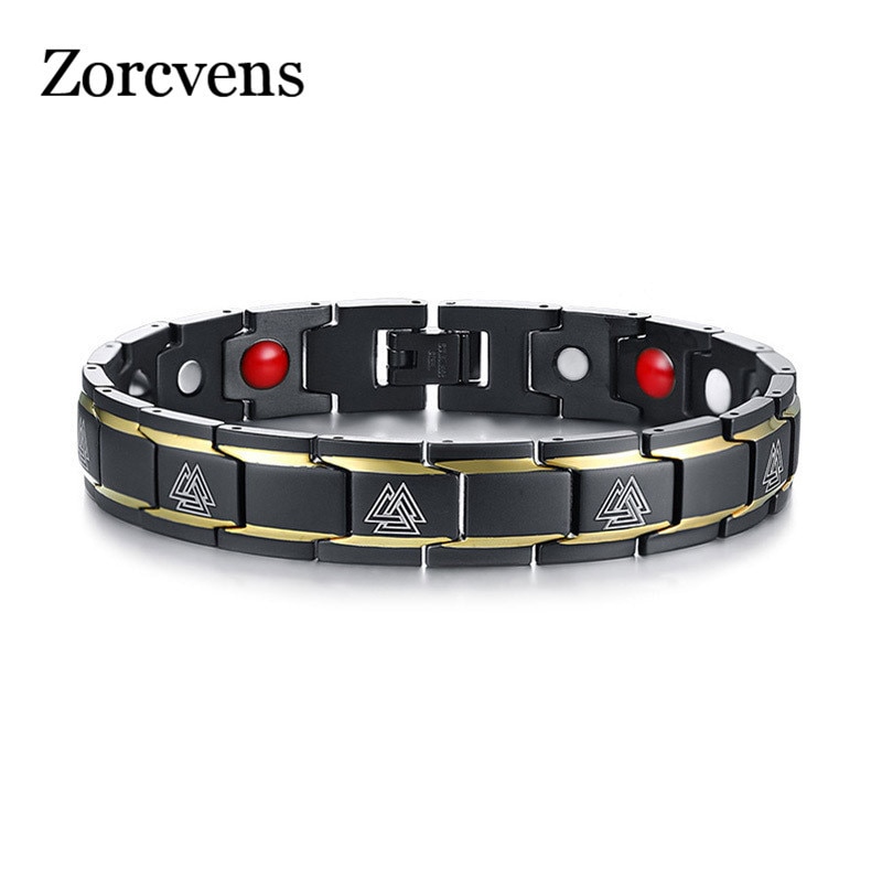 Zorcvens germanium magnetiske armbånd til mænd viking armbånd rustfrit stål magt bio energi mandlige smykker