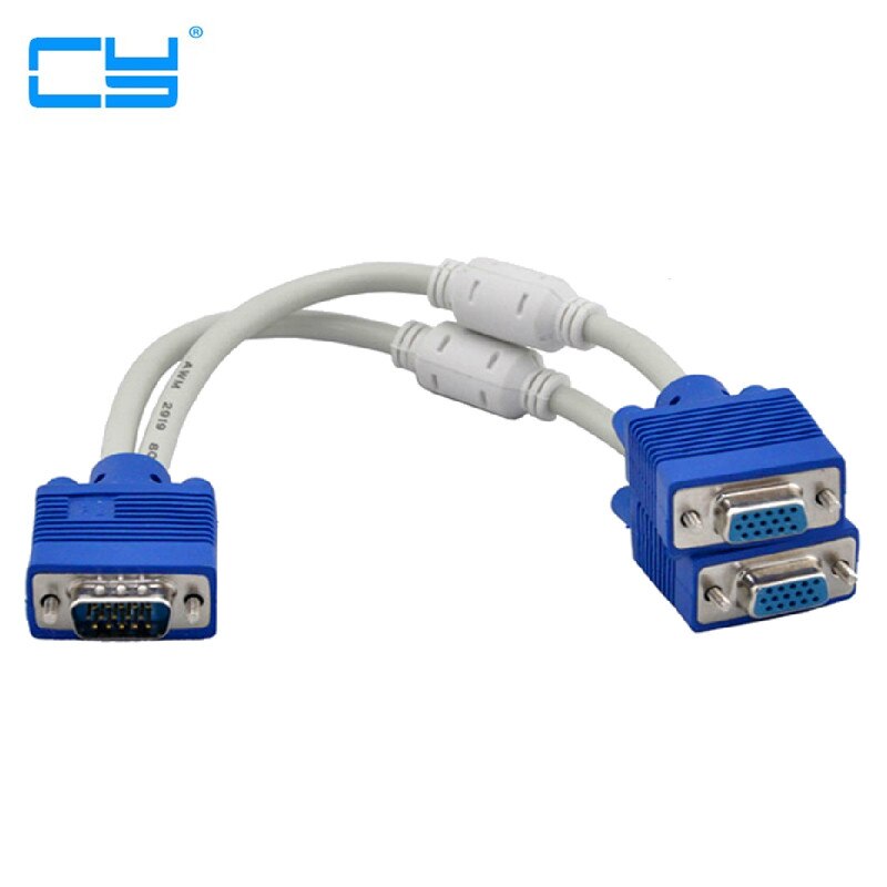 Cable divisor RGB VGA SVGA macho a 2 VGA dos HDB15 hembra, adaptador de extensión con núcleo VGA, convertidor de conector
