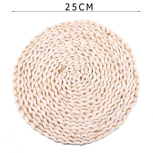 1Pc Rotan Placemats Stro Cup Onderzetters Pad Eettafel Mat Warmte-isolatie Pannenlap Rieten Drinken Coaster Keuken Accessoires: 1PC 25 cm