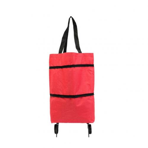 Carrito de la compra bolso plegable portátil bolso de compras carrito de la compra bolsas de la compra con ruedas rodantes carrito de la compra organizador de la compra: Rojo