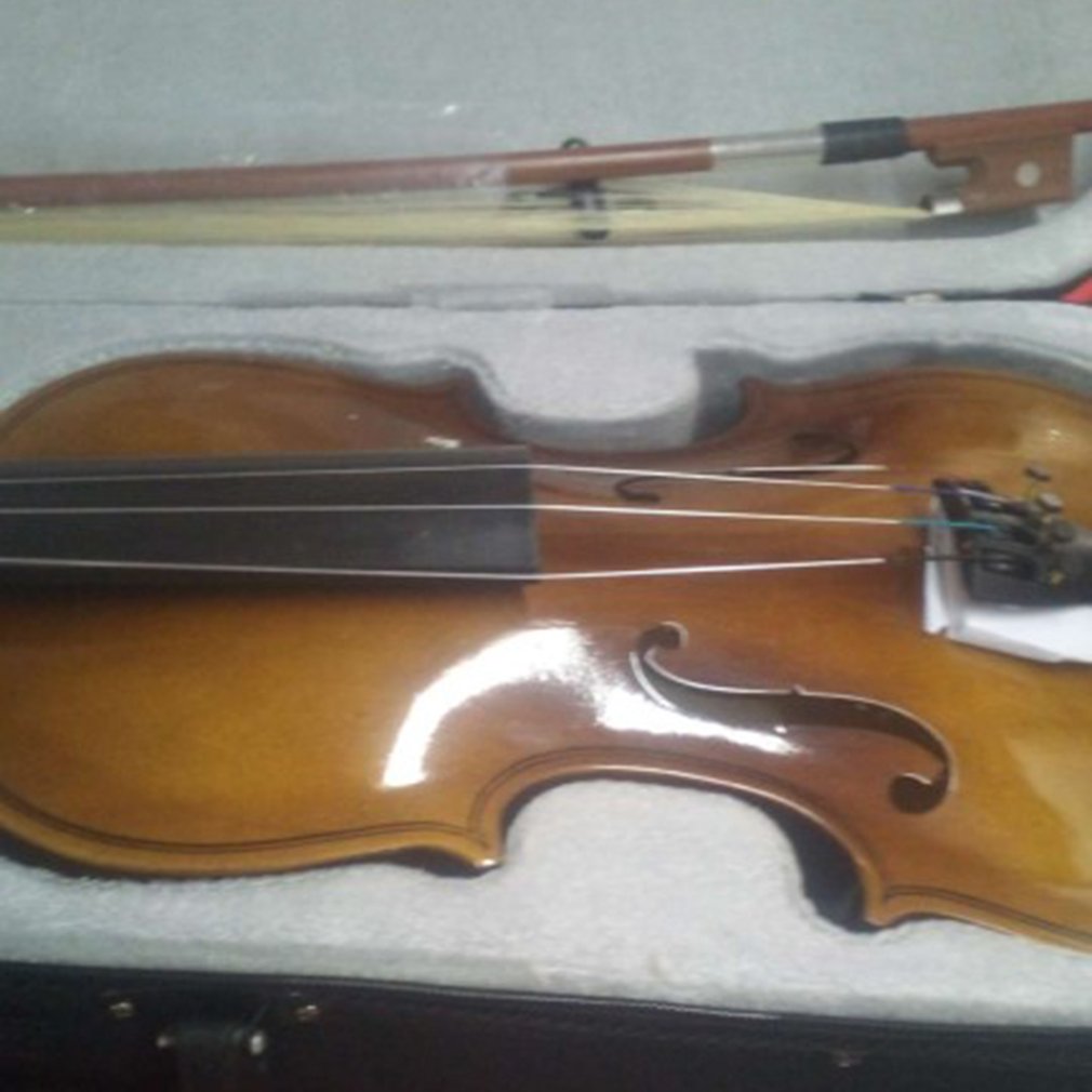 Violon acoustique en bois massif de 4/4, violon avec étui en colophane à nœud, Instrument de musique