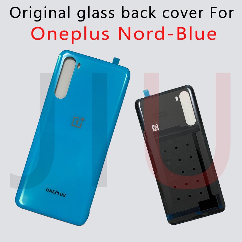100% Voor Oneplus Nord Batterij Cover Back Glass Rear Deur Behuizing Case Back Panel Batterij Cover Met Lijm Oneplus nord: Blue Nolens