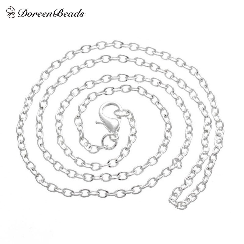 DoreenBeads zilver kleur Karabijnsluiting Kabel Link Kettingen Chain Kettingen 18 "12 stks (B12716)