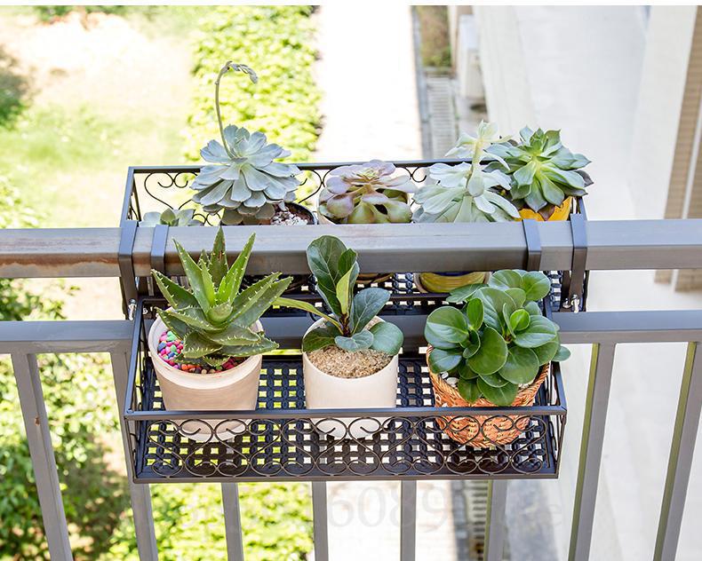 European Balcony Flower Stand Iron Railing Multi-layer Hanging Flower Pot Rack Wall Hanging Green Radish Meat Rack: 30cm  A