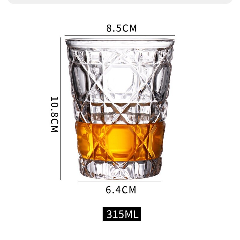 2Pcs Crystal Whiskey Glass Old-Fashioned Scotch Whisky Brandy Cocktail Cocktails, Rum, Durable Whiskey Glasses: Default Title