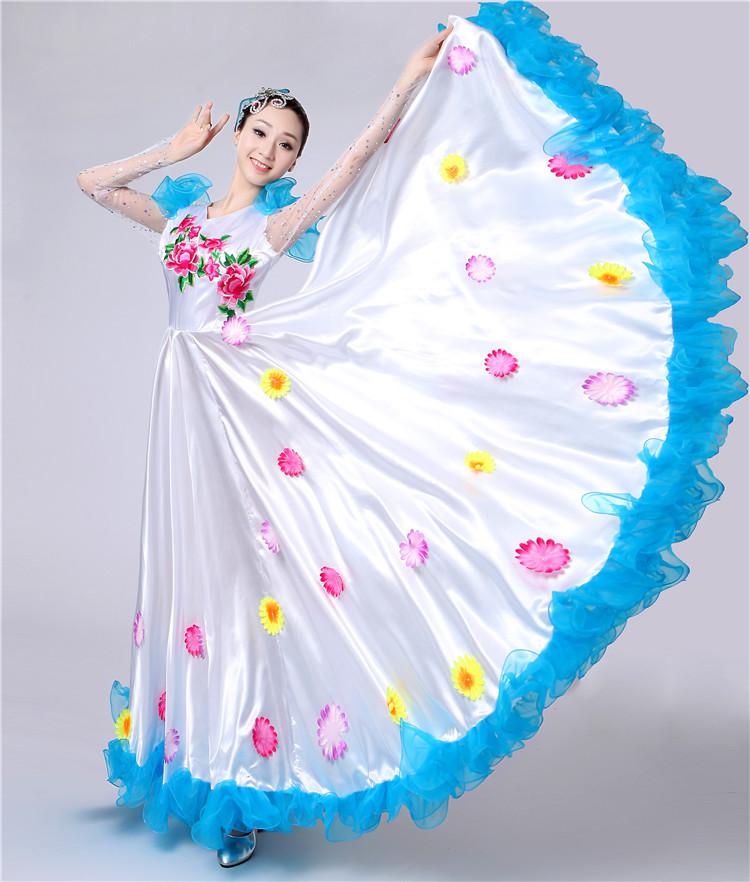 Brand Sales Ladies Dance Dress Opening Dance Costume Show Costumes Christian Dance Performance Dress Dress Dance Adult: White 540 degrees / XXL