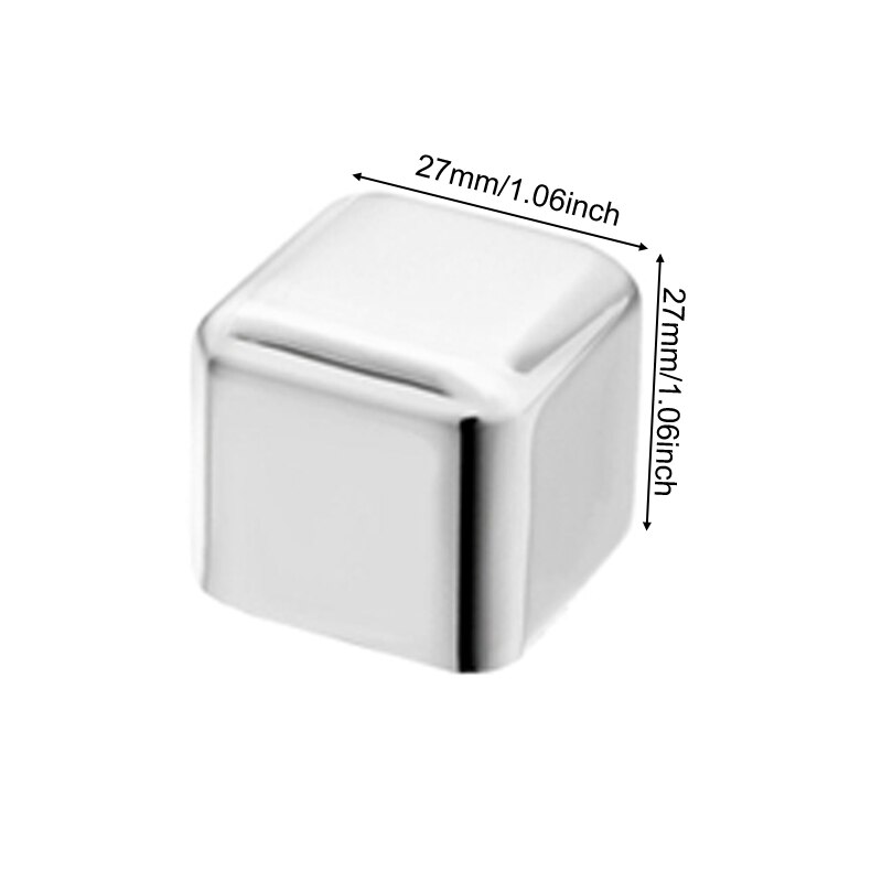 Stainless Steel Whiskey Stones Set Reusable Ice Cubes for Drinks Cocktail Shaker Whiskey Rocks Chilling Stones + Ice Tongs