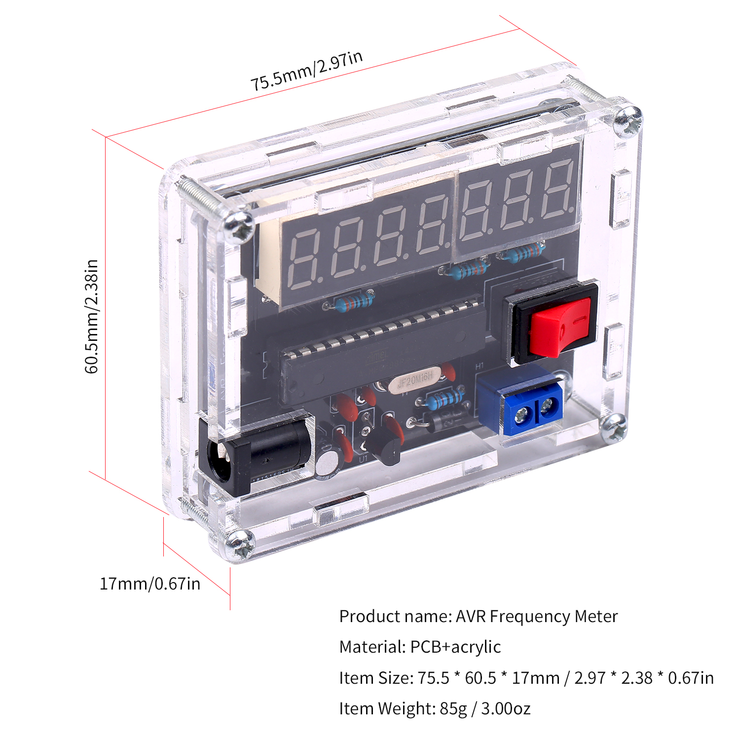 10MHz Frequency Meter DIY Kit Frequency Counter AVR with Shell Counter Cymometer Frequency Measurement 0.000 001Hz Resolution