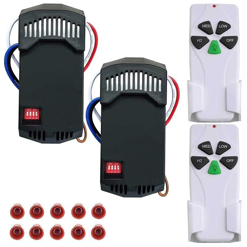 2 Pack Universal Ceiling Fan Remote Control Kits with Light Dimmer 3 Speed Fan Receiver Lamp Dim Remote Replacement: Default Title